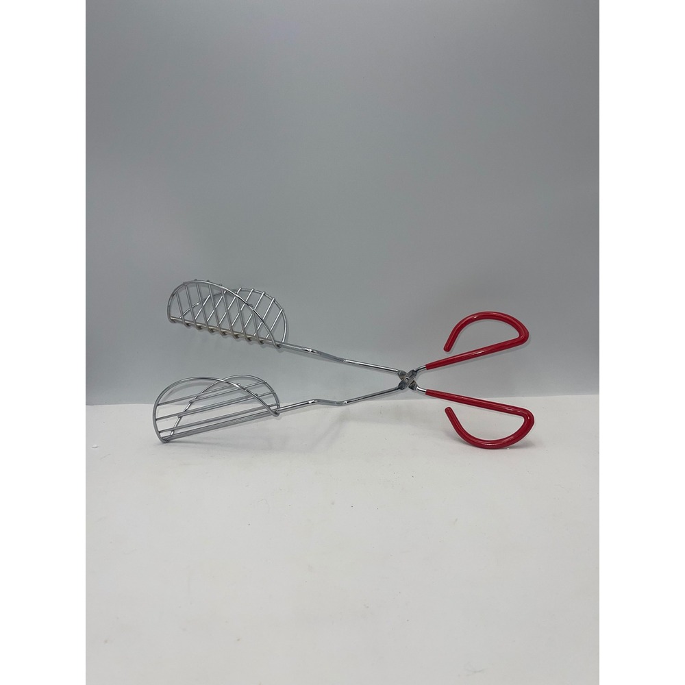 Taco Shell Fryer Tongs Kitchen Tool Silver Red Good Scissor Action